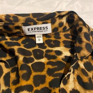 Leopard print long sleeve blouse from Express